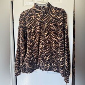 Kim Rogers Animal Print Zip-Up Jacket size Large